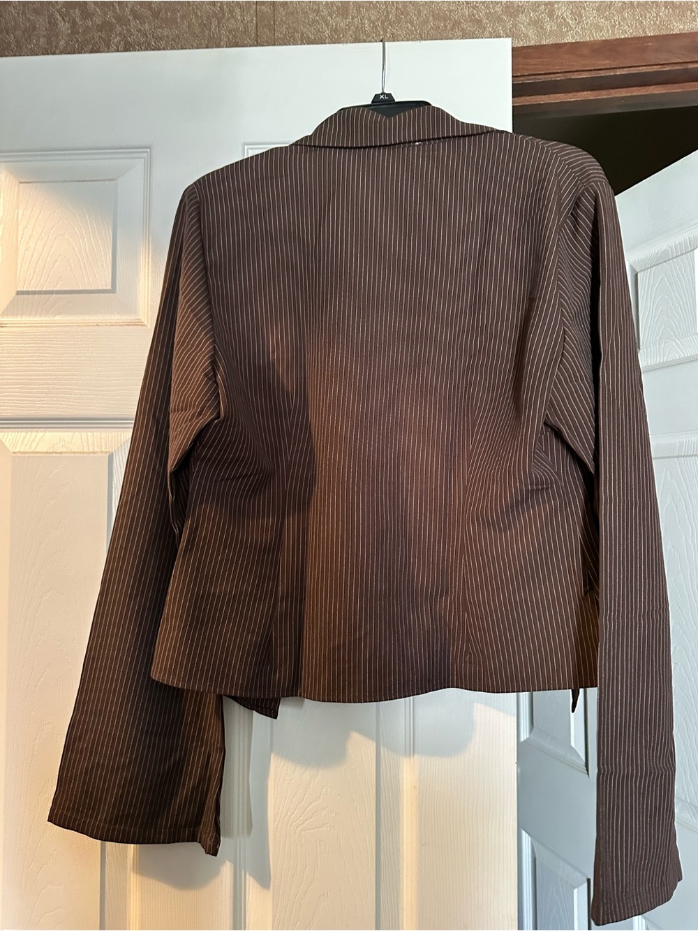 Princess Polly Brown Pinstripe Shirt Jacket - Picture 3 of 3